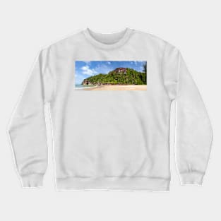 Exotic sand beach and cliffs with forest Crewneck Sweatshirt